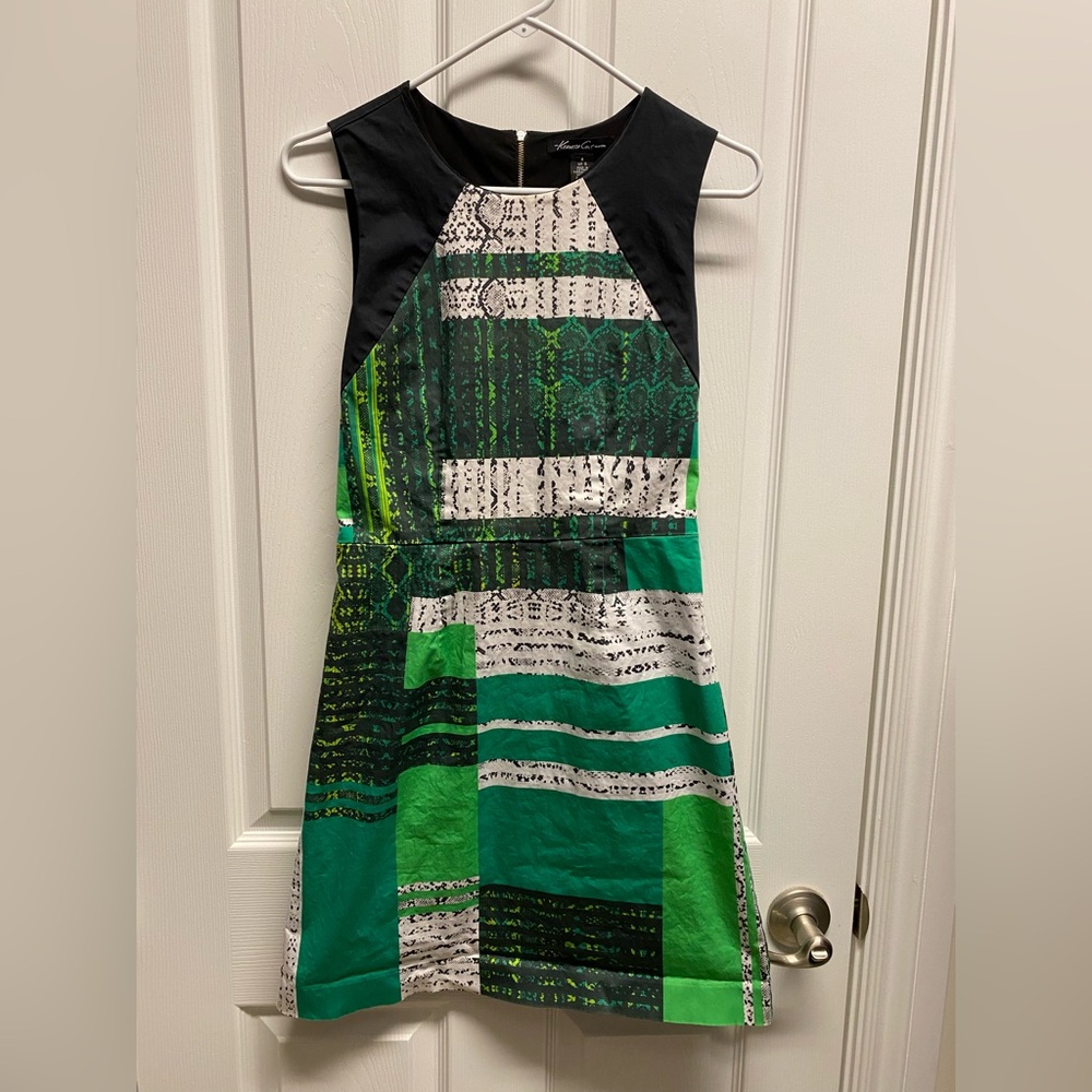 Kenneth Cole Green Black White Patterned Dress Size 4
